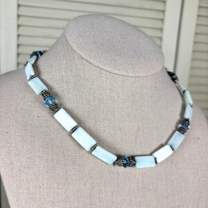 Artisan Coastal Light Blue Howlite Magnesite Beaded Necklace 16"